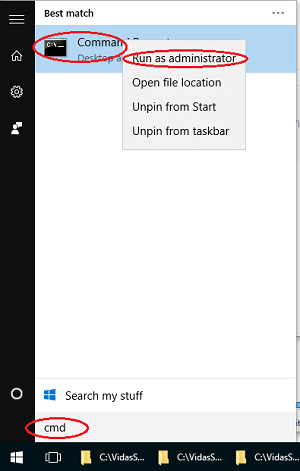 Start Command Prompt as administrator