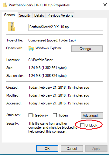 Unblock downloaded ZIP file